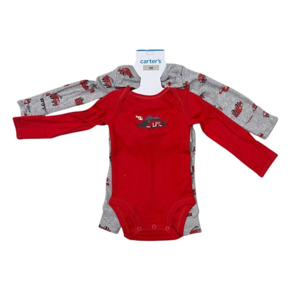 Carter's Baby Boys 3-Piece Snug Fit Long Sleeve Outfit Set - Red